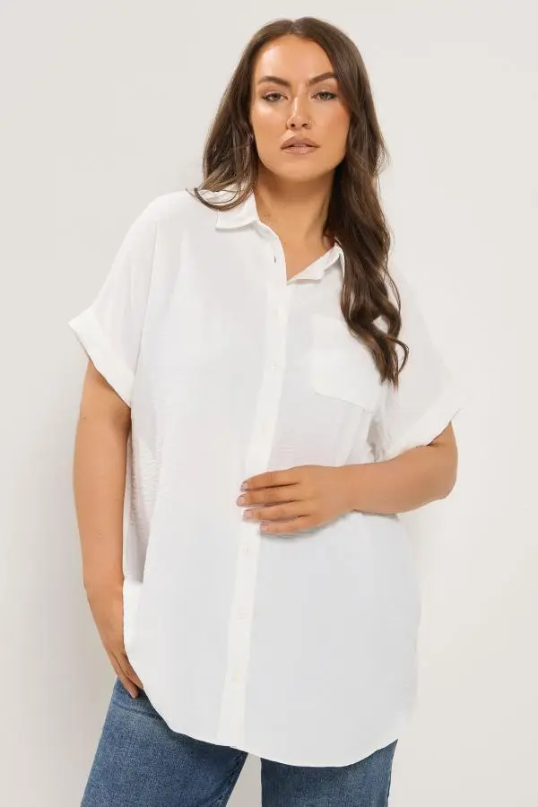 Yours Plus Size White Grown On Sleeve Shirt Size 12