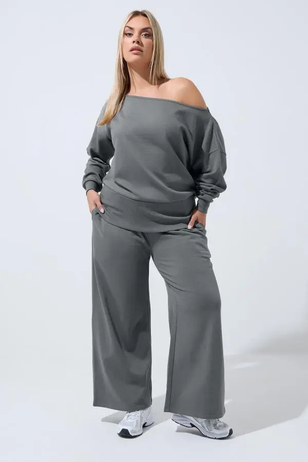 Limited Collection Plus Size Grey Wide Leg Joggers Size 14