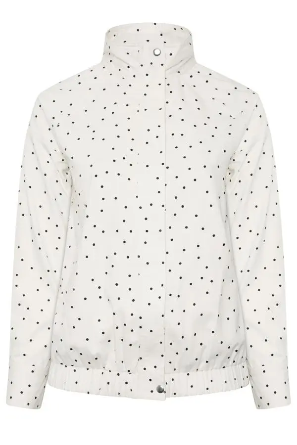 Yours Plus Size White Polka Dot Funnel Neck Bomber Jacket Size 10