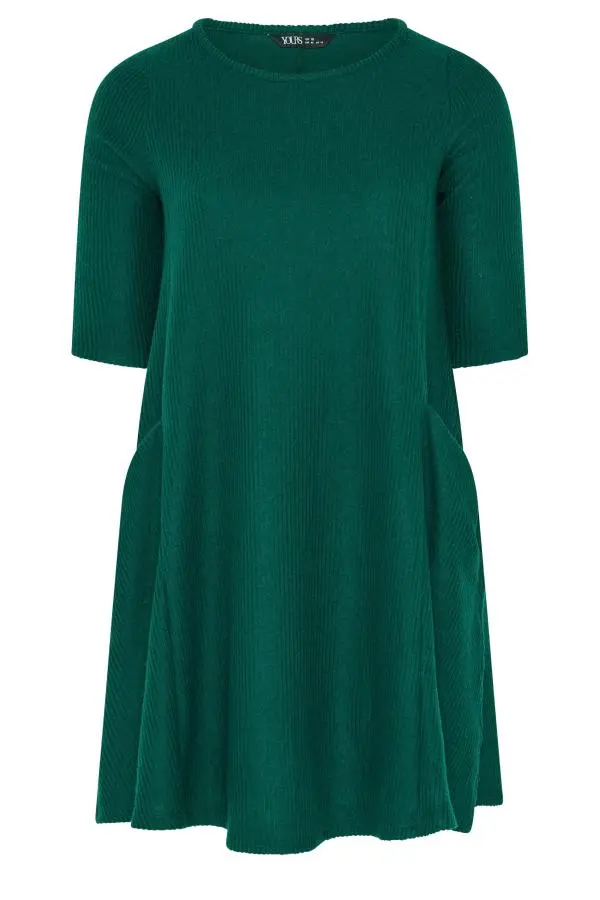 Yours Plus Size Green Drape Pocket Dress Size 30-32