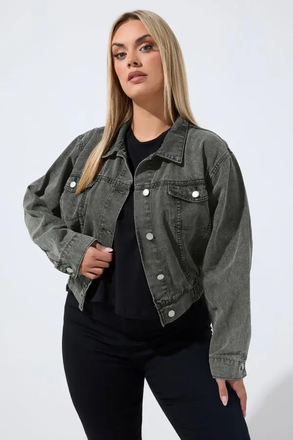 Limited Collection Plus Size Grey Denim Jacket Size 10