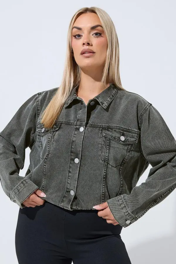 Limited Collection Plus Size Grey Denim Jacket Size 18