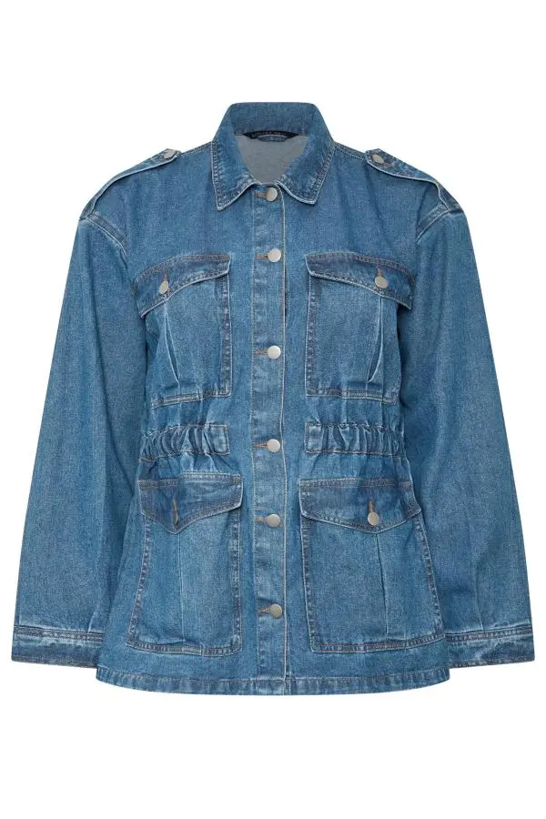Limited Collection Plus Size Blue Elasticated Waist Denim Jacket Size 14