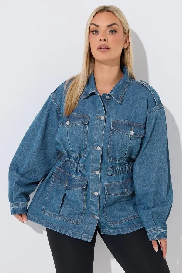 Limited Collection Plus Size Blue Elasticated Waist Denim Jacket Size 14