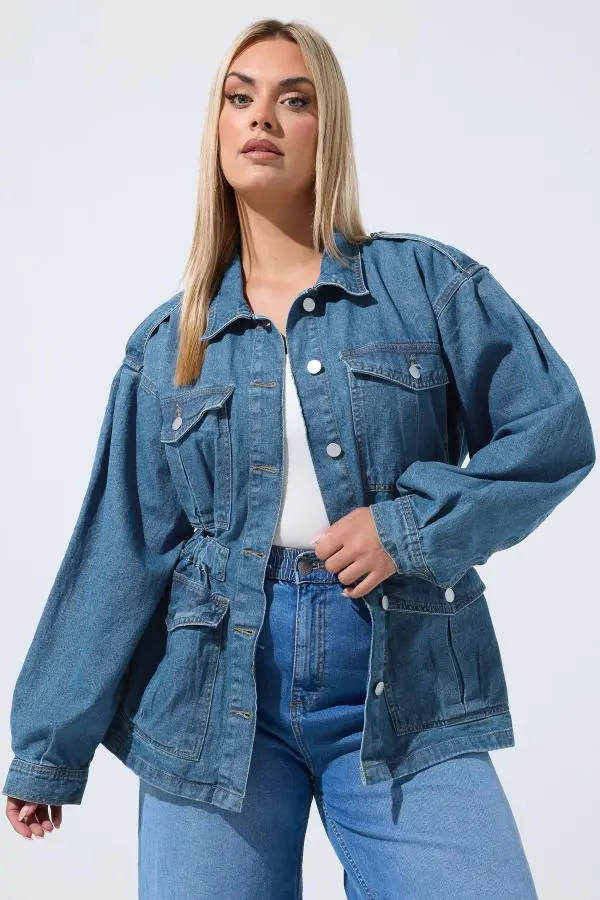 Limited Collection Plus Size Blue Elasticated Waist Denim Jacket Size 18
