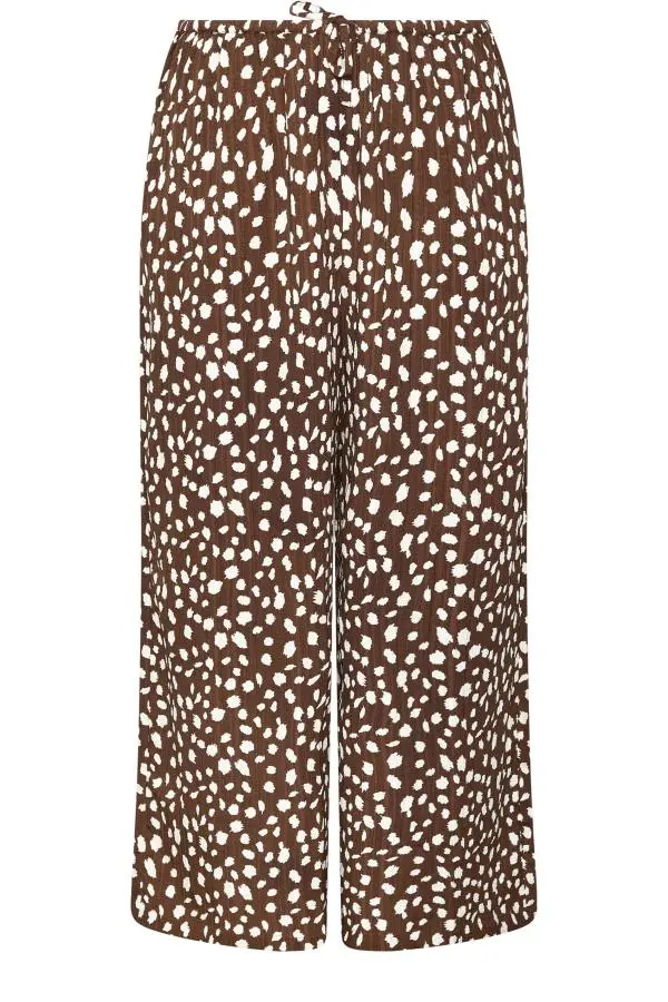 Yours Plus Size Chocolate Brown Dear Print Trousers Size 12