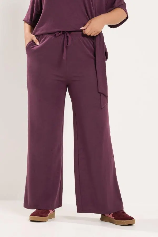Yours Plus Size Purple Tie Waist Trousers Size 20