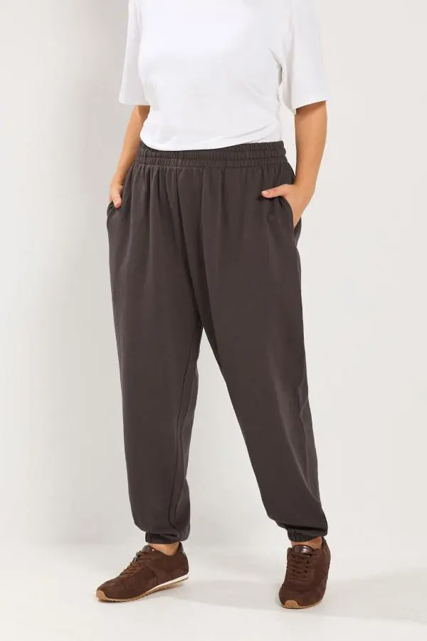 Yours Plus Size Chocolate Brown Cuff Joggers Size 18-20