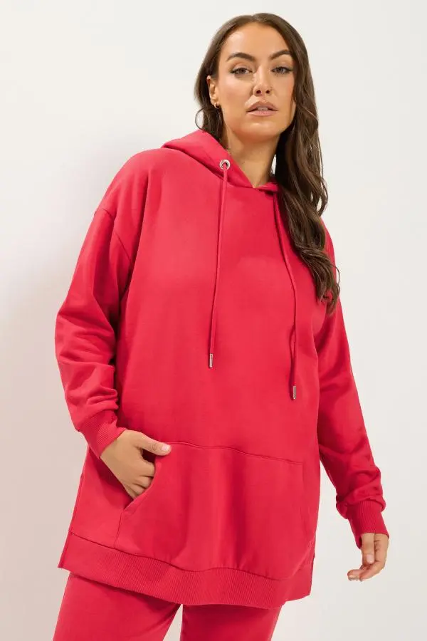 Yours Plus Size Red Seam Detail Hoodie Size 16