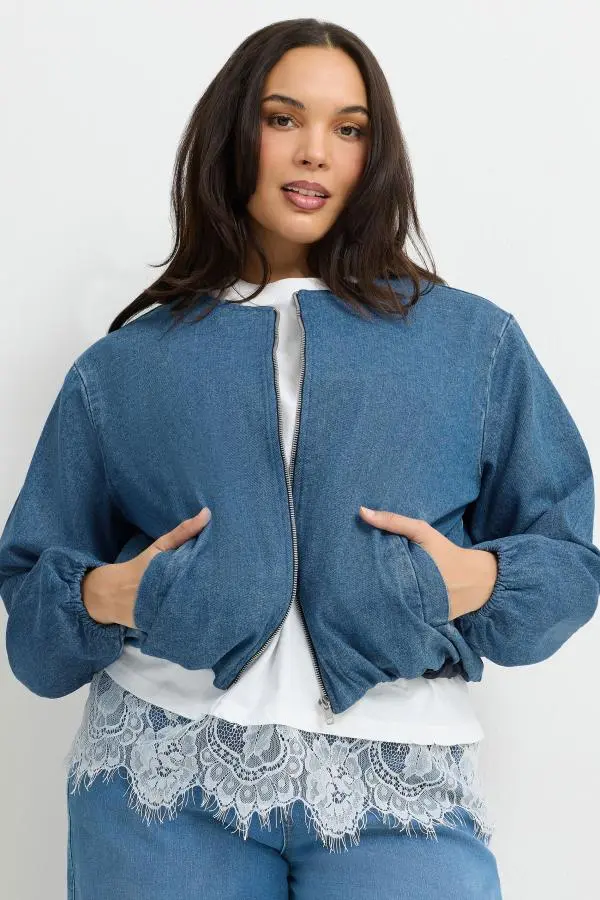 Limited Collection Women's Plus Size Blue Barrel Jacket Size 10 | Cotton
