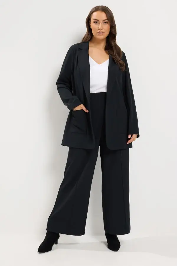 Yours Plus Size Black Pleat Front Trousers Size Short > 18