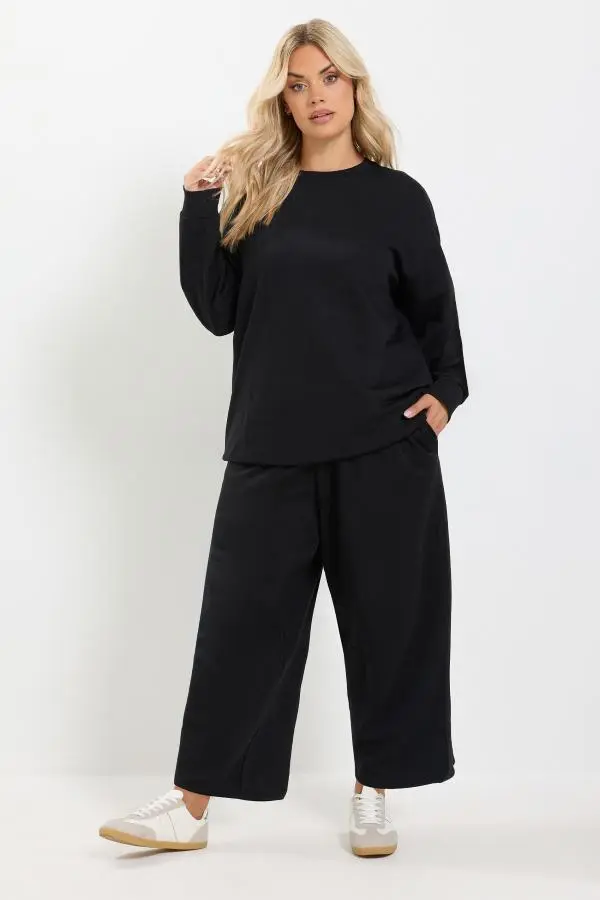 Yours Plus Size Black Sweatshirt & Barrel Jogger Set Size 10-12