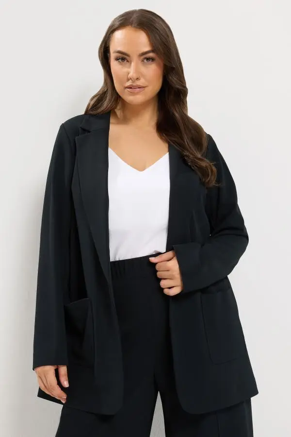 Yours Plus Size Black Open Edge Blazer Size 16