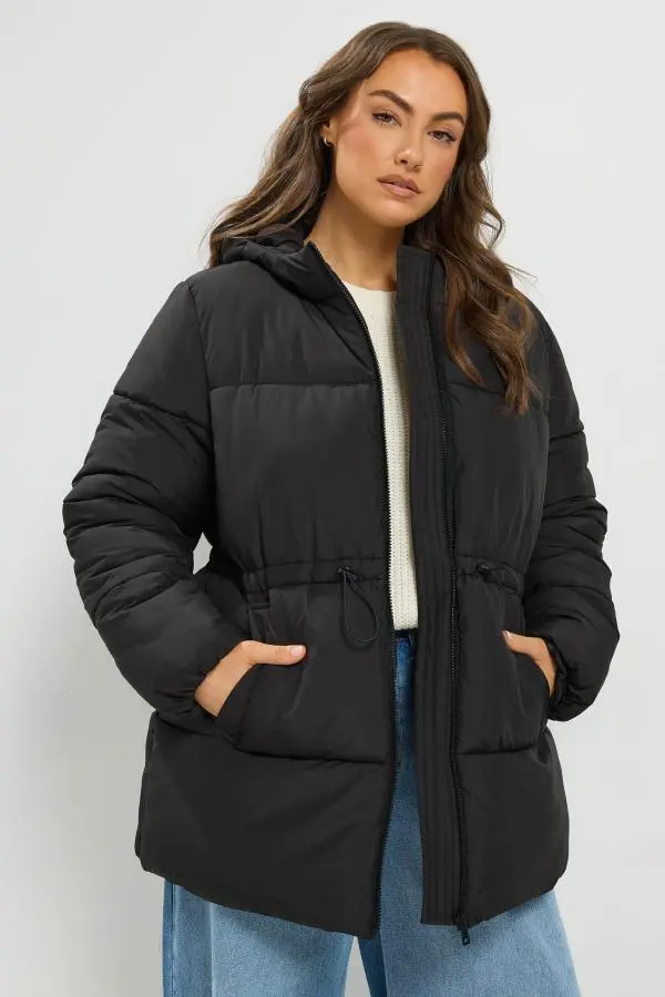 Yours Plus Size Black Short Padded Jacket Size 16