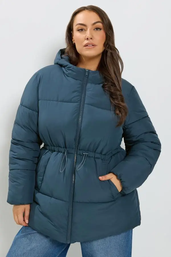 Yours Plus Size Blue Short Padded Jacket Size 16