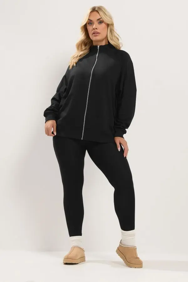 Yours Plus Size Black Funnel Neck Sweatshirt Size 18-20