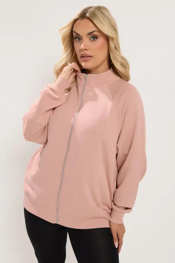 Yours Plus Size Pink Funnel Neck Sweatshirt Size 26-28