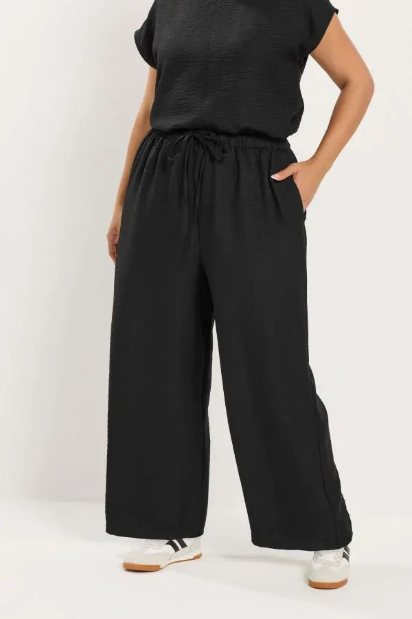 Yours Plus Size Black Wide Leg Trousers Co Ord Size 12