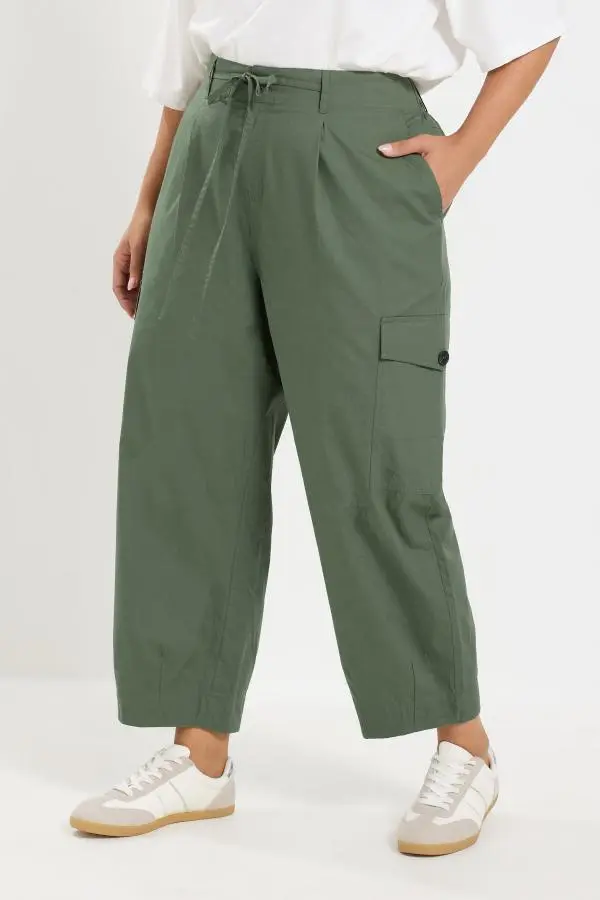 Yours Plus Size Green Barrel Cargo Trousers Size 18