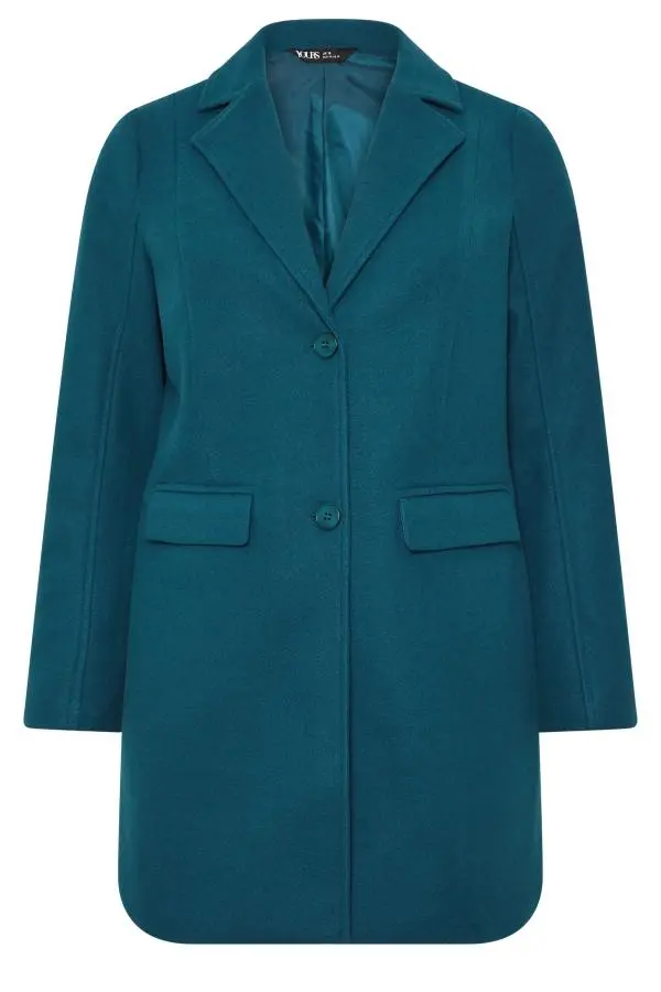 Yours Plus Size Teal Green Midi Coat Size 14