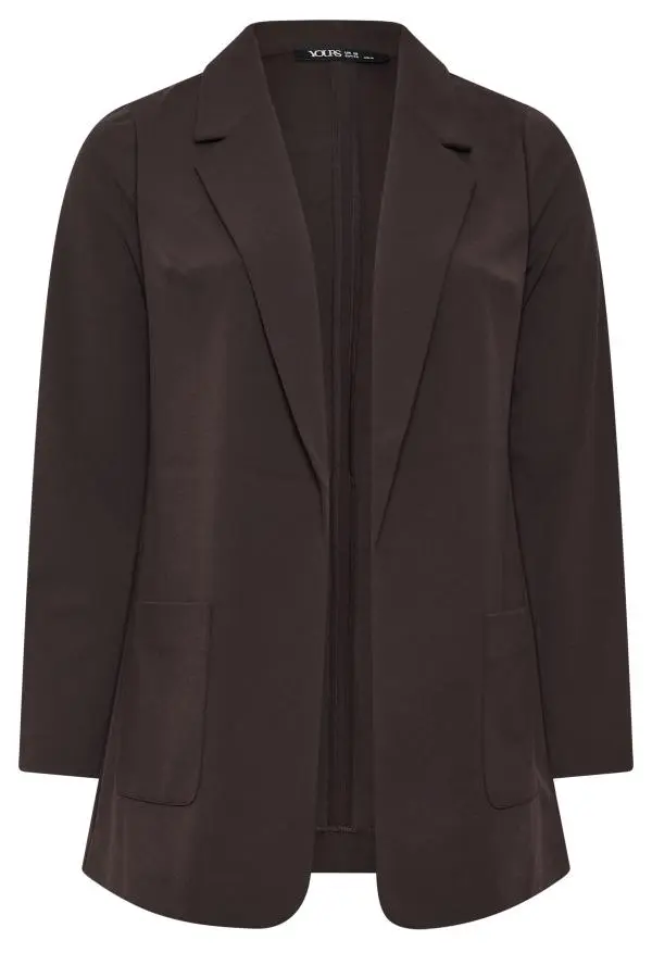 Yours Plus Size Chocolate Brown Open Edge Blazer Size 24