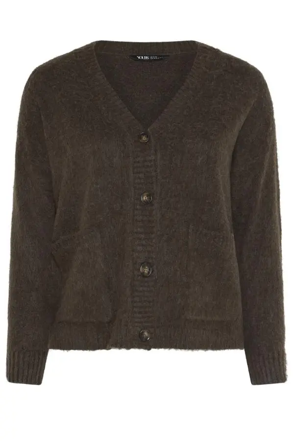 Yours Plus Size Chocolate Brown Brushed Boyfriend Cardigan Size 30-32