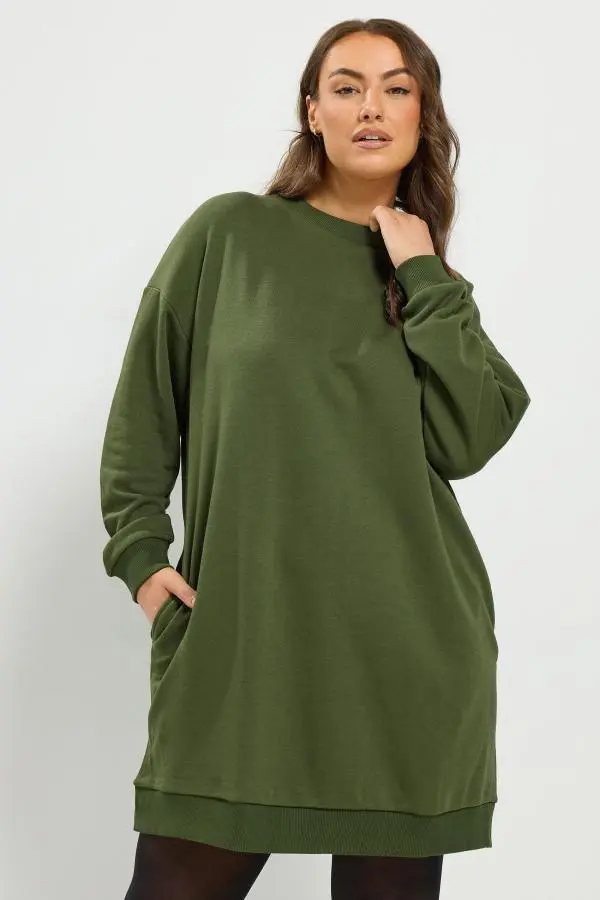 Yours Plus Size Green Sweatshirt Dress Size 16