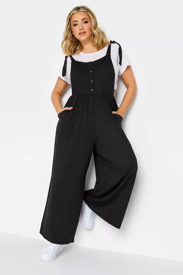 Limited Collection Curve Black Culotte Dungarees, Women's Curve & Plus Size, Limited Collection