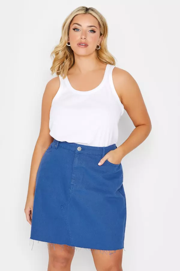 Yours Curve Cobalt Blue Denim Skirt, Women's Curve & Plus Size, Yours