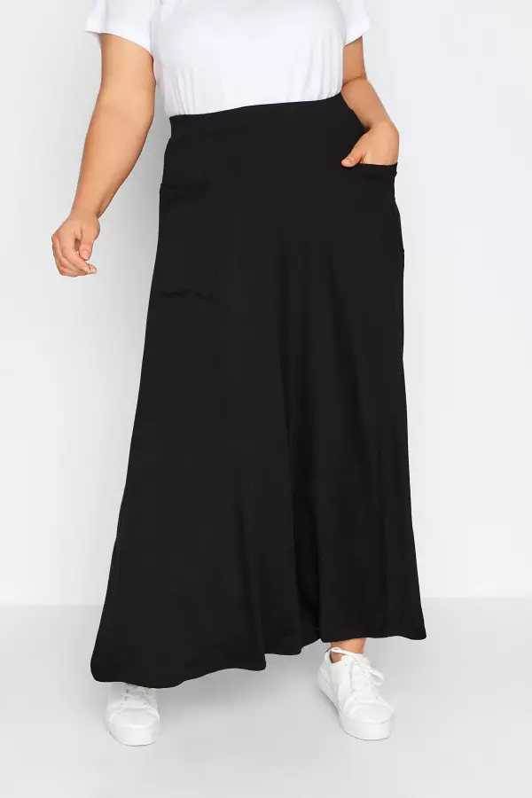Yours Curve Black Maxi Jersey Stretch Skirt, Women's Curve & Plus Size, Yours