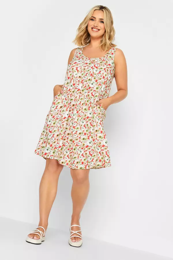 Yours Curve Red Floral Print Pocket Dress, Women's Curve & Plus Size, Yours