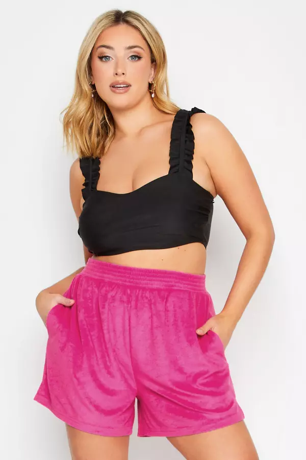 Yours Curve Pink Towelling Beach Shorts, Women's Curve & Plus Size, Yours