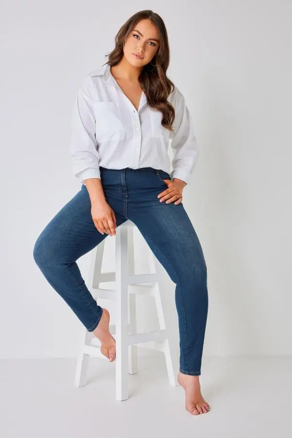 Yours Plus Size Indigo Blue Skinny Stretch Ava Jeans Size 20