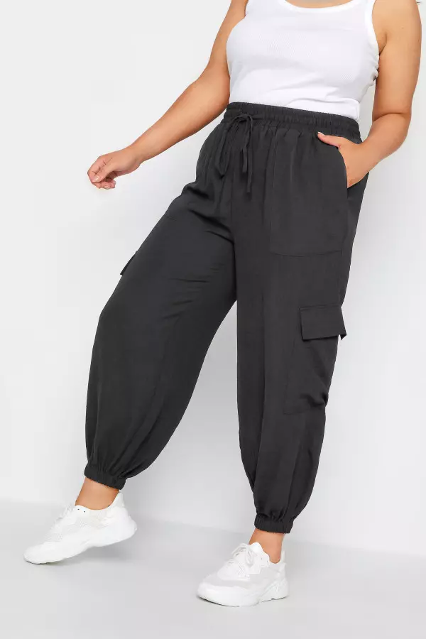Limited Collection Curve Black Cargo Pocket Trousers, Women's Curve & Plus Size, Limited Collection