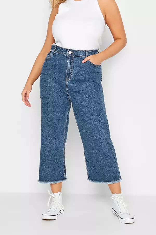 Yours Curve Blue Stretch Cropped Jeans, Women's Curve & Plus Size, Yours
