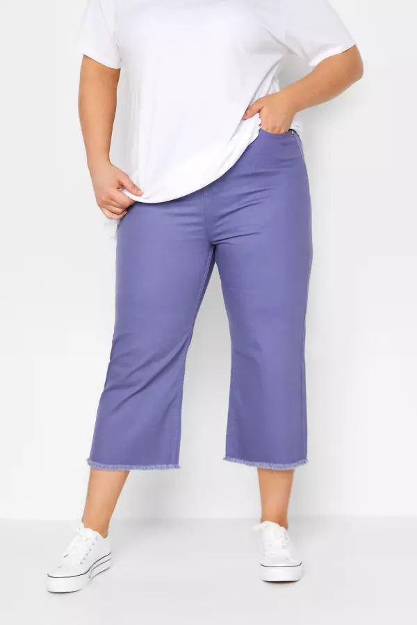Yours Curve Purple Stretch Cropped Jeans, Women's Curve & Plus Size, Yours