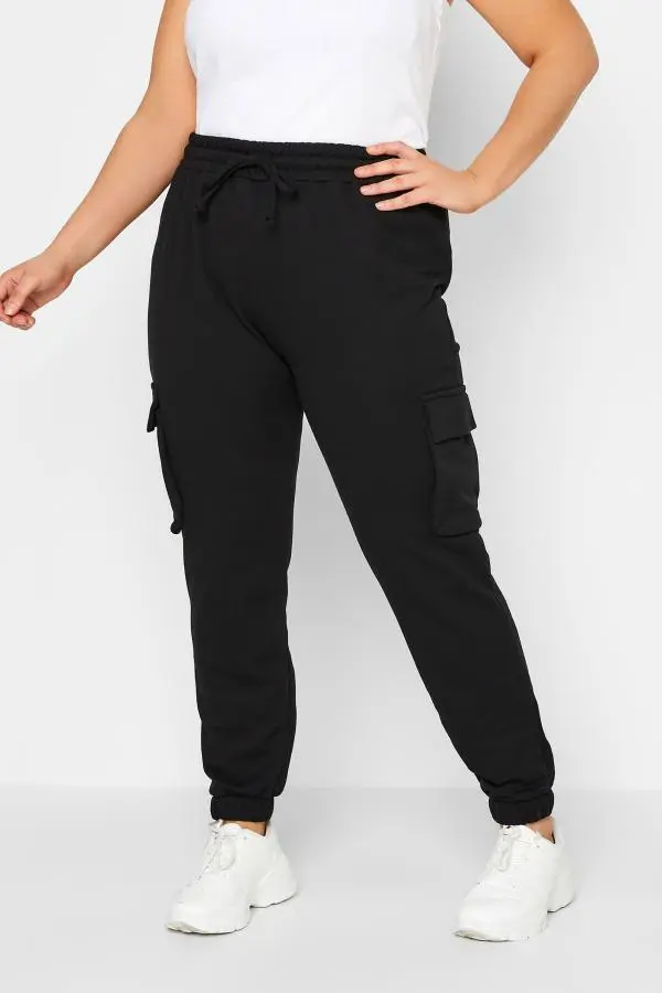 Yours Plus Size Black Cargo Joggers Size 18