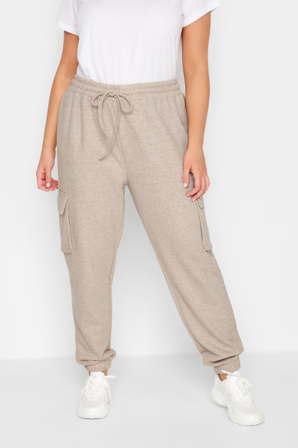 Yours Curve Stone Brown Cargo Joggers, Women's Curve & Plus Size, Yours