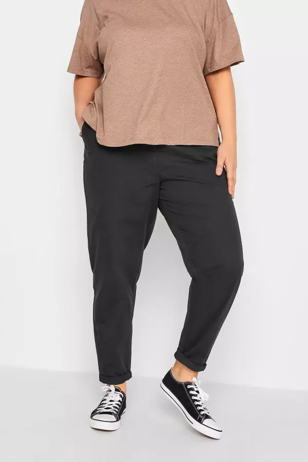 Yours Curve Black Straight Leg Chino Trousers, Women's Curve & Plus Size, Yours