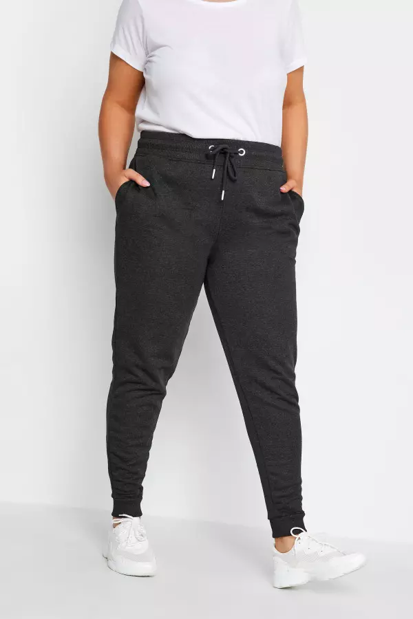 Yours Curve Charcoal Grey Cuffed Joggers, Women's Curve & Plus Size, Yours
