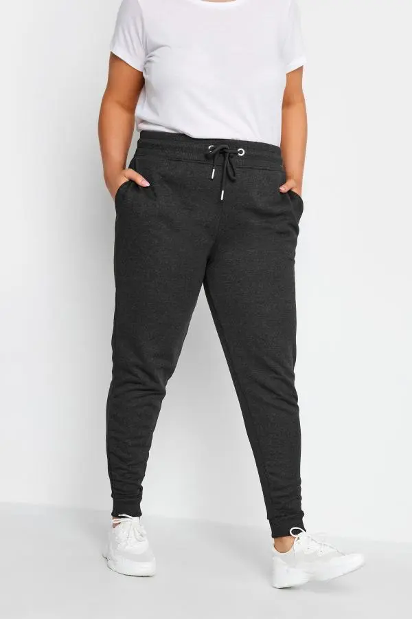 Yours Plus Size Charcoal Grey Cuffed Joggers Size Short > 34-36
