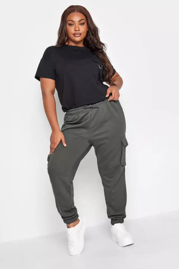 Yours Curve Grey Cargo Joggers, Women's Curve & Plus Size, Yours