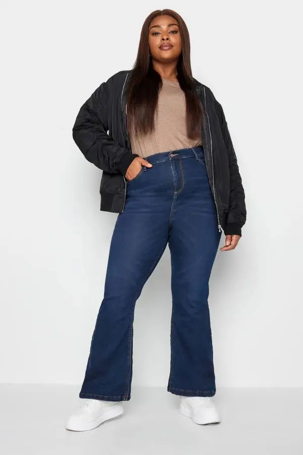 Yours Plus Size Indigo Blue Bootcut Stretch Isla Jeans Size Regular > 32