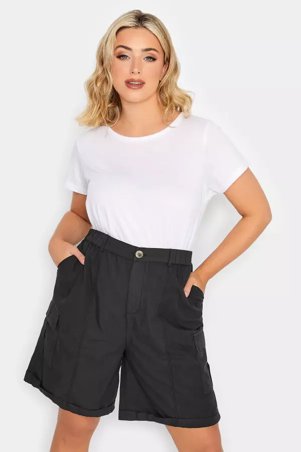 Yours Curve Black Cargo Shorts, Women's Curve & Plus Size, Yours