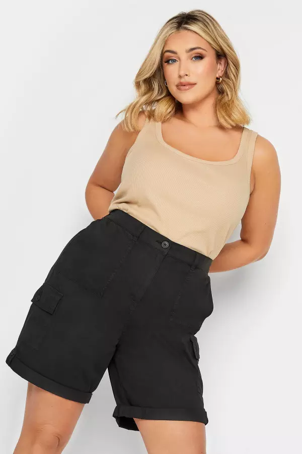 Yours Curve Black Cargo Chino Shorts, Women's Curve & Plus Size, Yours