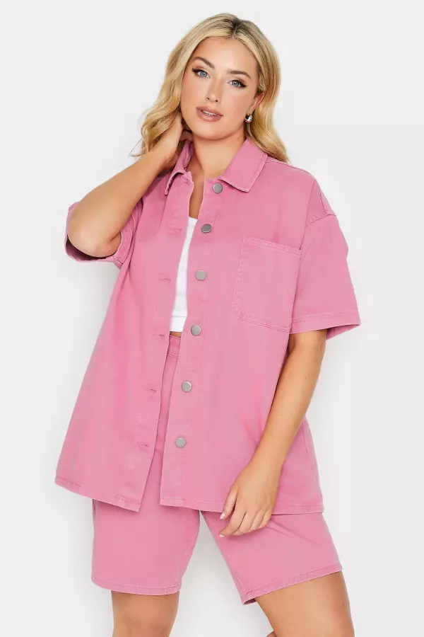 Yours Curve Pink Denim Shirt, Women's Curve & Plus Size, Yours