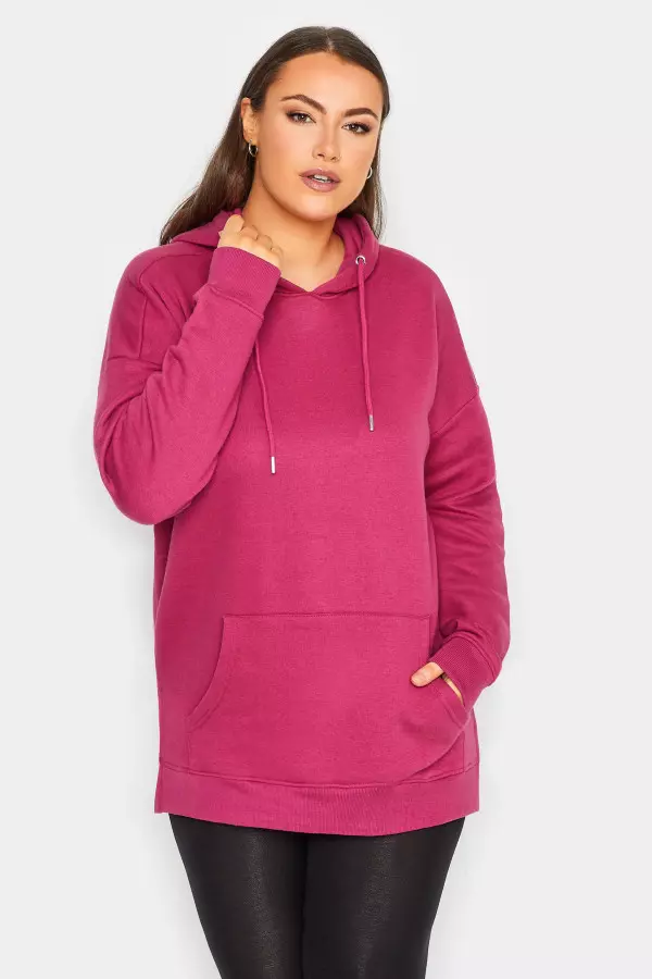 Yours Curve Pink Overhead Hoodie, Women's Curve & Plus Size, Yours