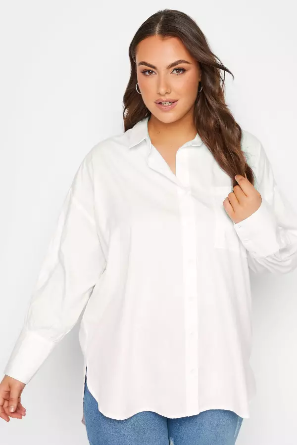 Yours Curve White Poplin Oversized Shirt, Women's Curve & Plus Size, Yours
