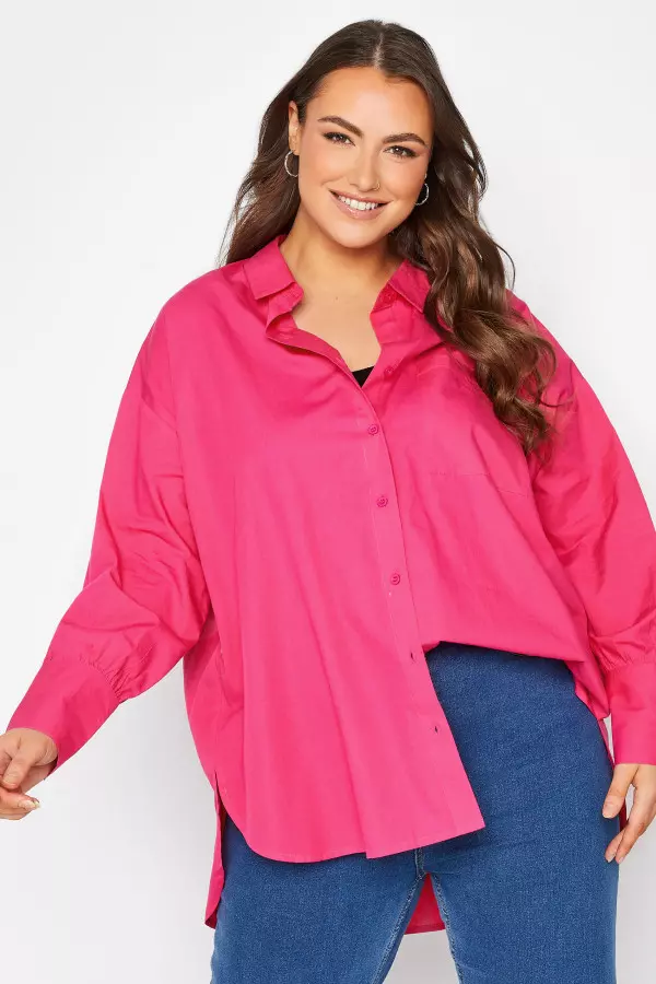 Yours Curve Pink Oversized Poplin Shirt, Women's Curve & Plus Size, Yours
