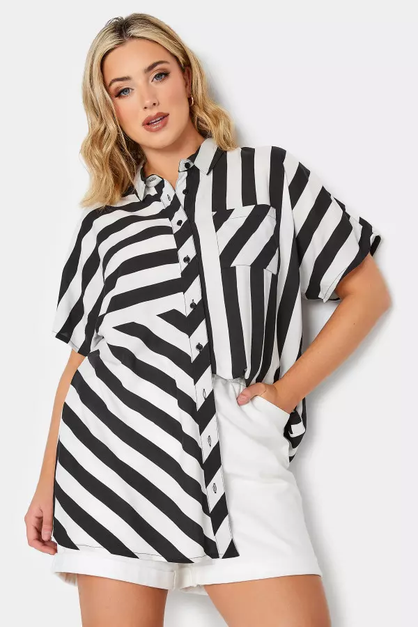 Yours Curve Black Stripe Print Shirt, Women's Curve & Plus Size, Yours